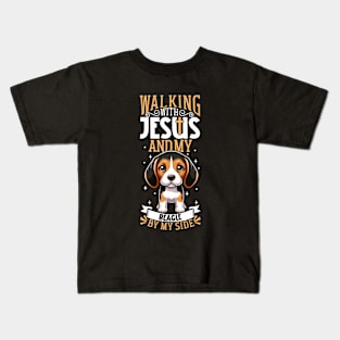 Jesus and dog - Beagle Kids T-Shirt